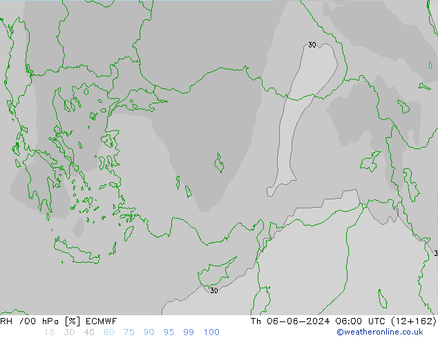 RH 700 hPa ECMWF Qui 06.06.2024 06 UTC