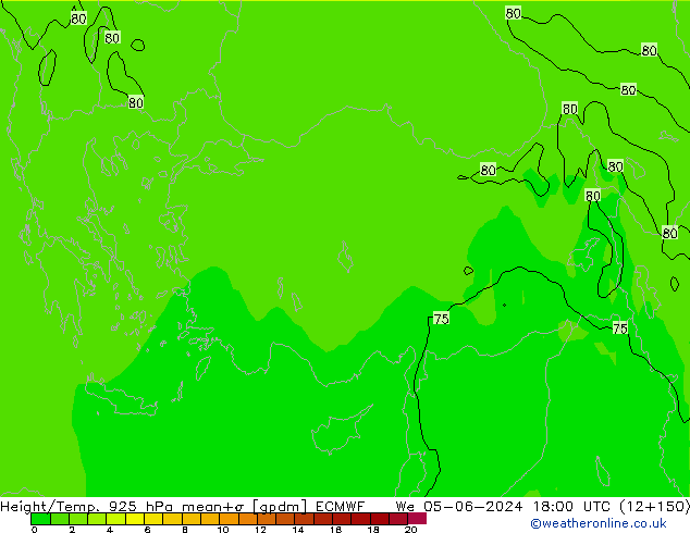 Hoogte/Temp. 925 hPa ECMWF wo 05.06.2024 18 UTC