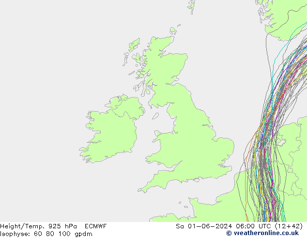 Yükseklik/Sıc. 925 hPa ECMWF Cts 01.06.2024 06 UTC