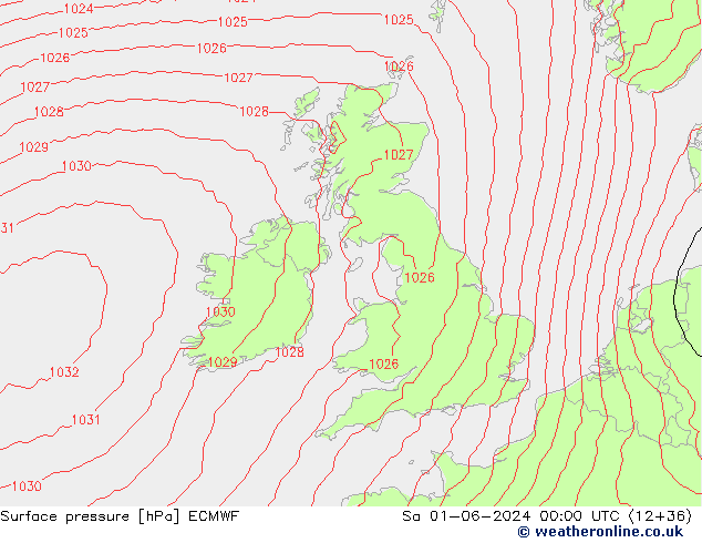 Atmosférický tlak ECMWF So 01.06.2024 00 UTC