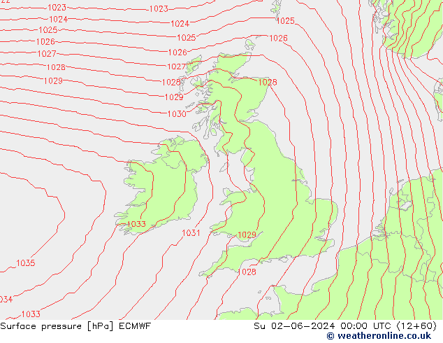 Bodendruck ECMWF So 02.06.2024 00 UTC