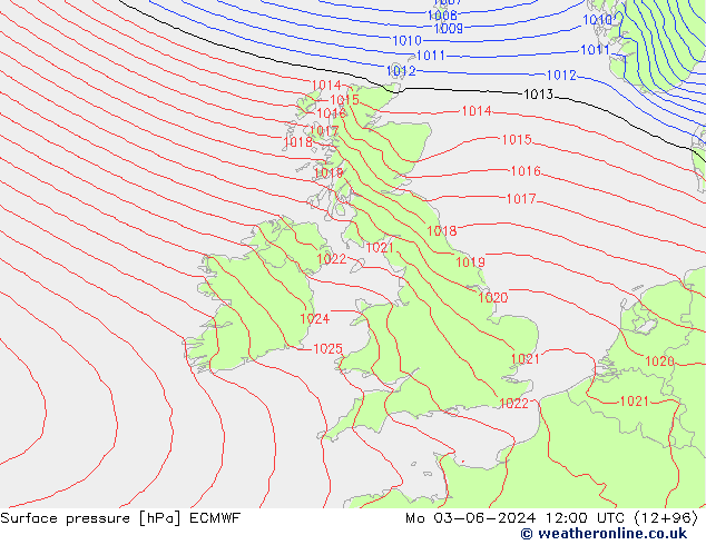 ciśnienie ECMWF pon. 03.06.2024 12 UTC