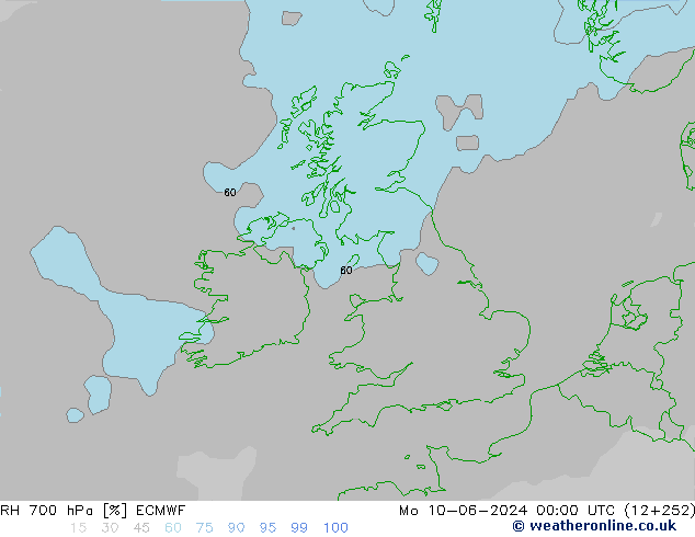 RH 700 hPa ECMWF Mo 10.06.2024 00 UTC