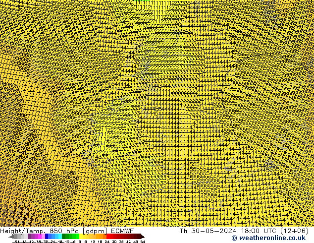 Height/Temp. 850 hPa ECMWF Qui 30.05.2024 18 UTC