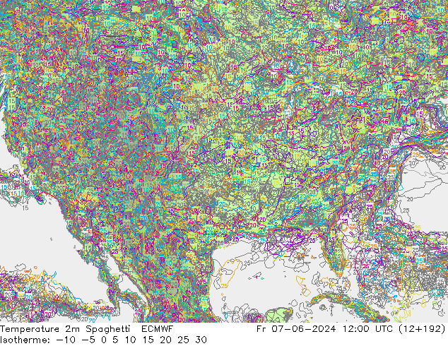 Sıcaklık Haritası 2m Spaghetti ECMWF Cu 07.06.2024 12 UTC