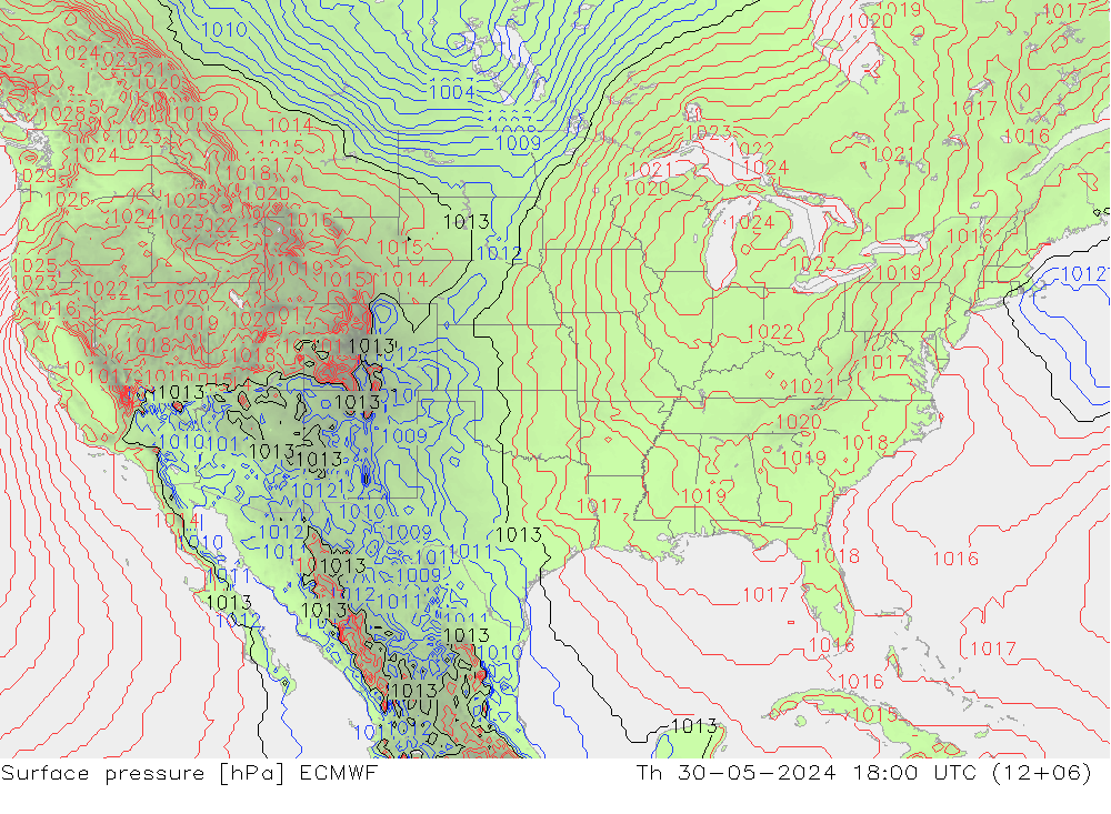 Yer basıncı ECMWF Per 30.05.2024 18 UTC