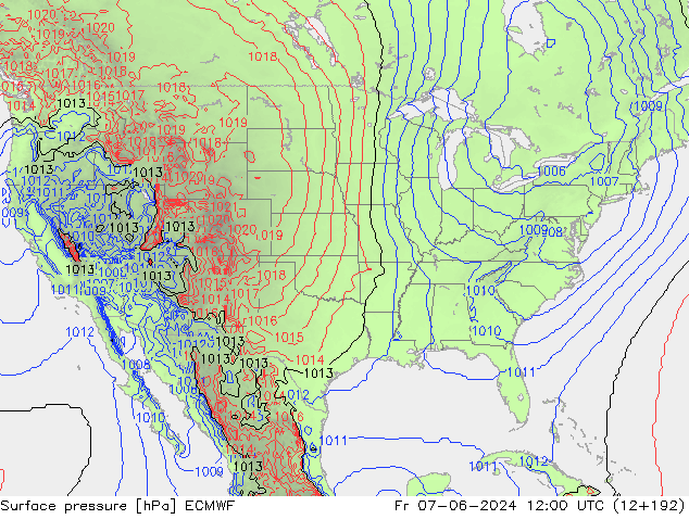 Surface pressure ECMWF Fr 07.06.2024 12 UTC