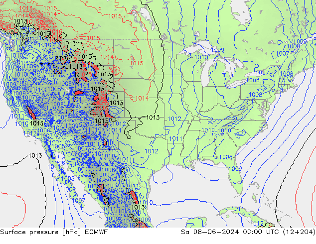 Bodendruck ECMWF Sa 08.06.2024 00 UTC