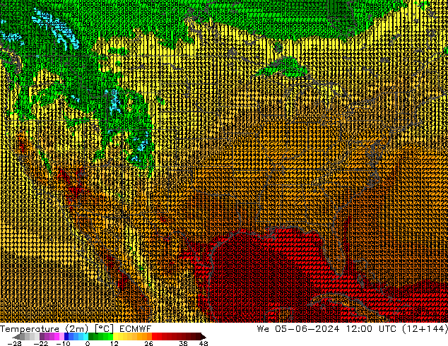 Temperatura (2m) ECMWF mié 05.06.2024 12 UTC