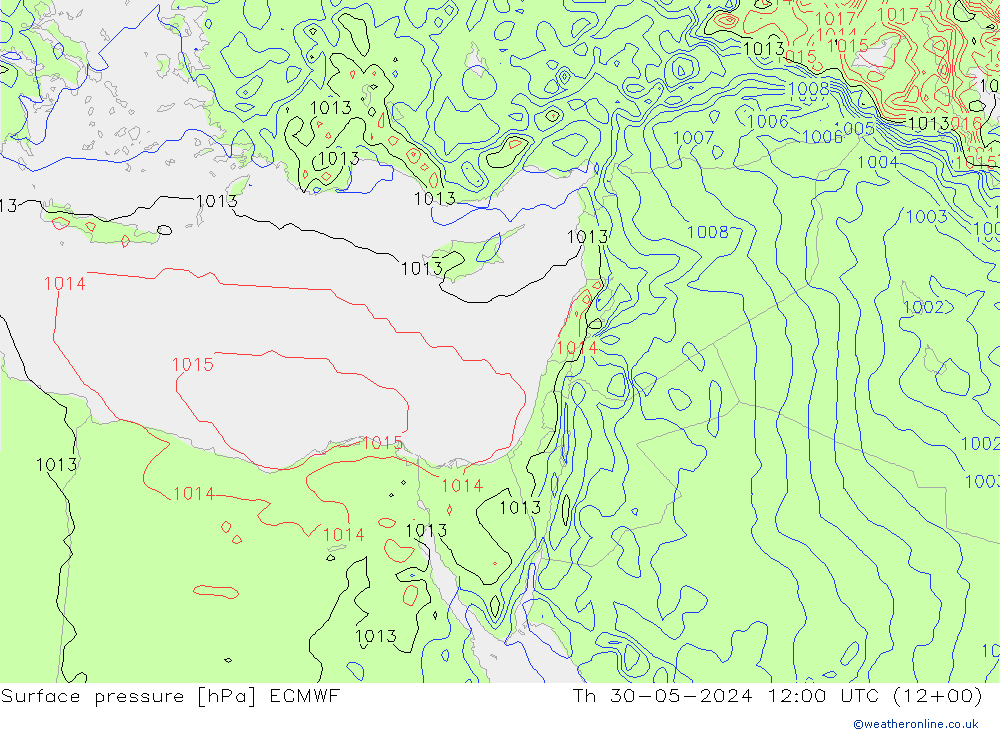 pressão do solo ECMWF Qui 30.05.2024 12 UTC