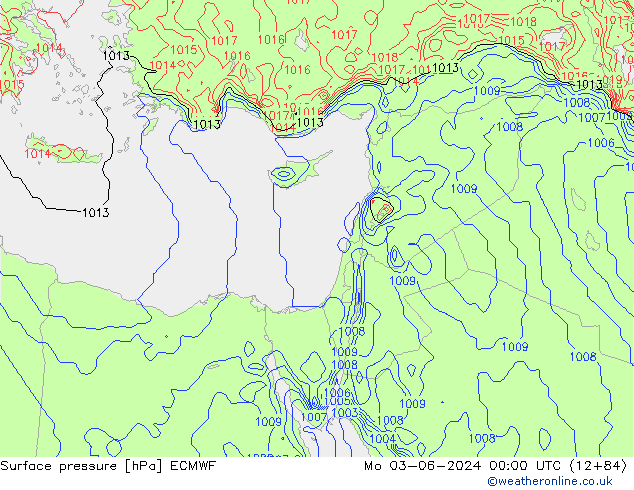 pressão do solo ECMWF Seg 03.06.2024 00 UTC