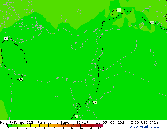 Height/Temp. 925 hPa ECMWF We 05.06.2024 12 UTC