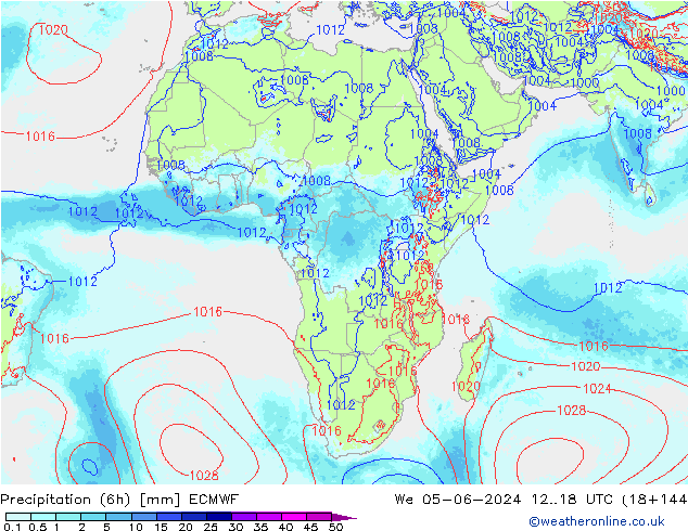 Precipitazione (6h) ECMWF mer 05.06.2024 18 UTC