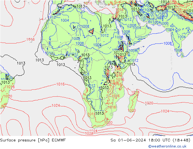 ciśnienie ECMWF so. 01.06.2024 18 UTC