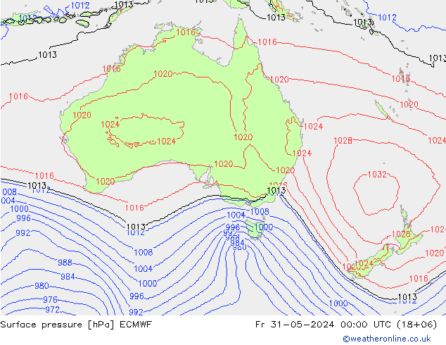 pressão do solo ECMWF Sex 31.05.2024 00 UTC