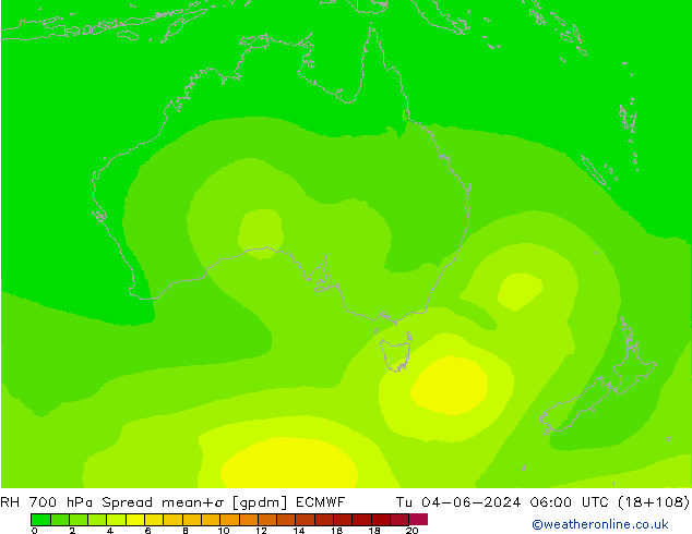 RH 700 гПа Spread ECMWF вт 04.06.2024 06 UTC