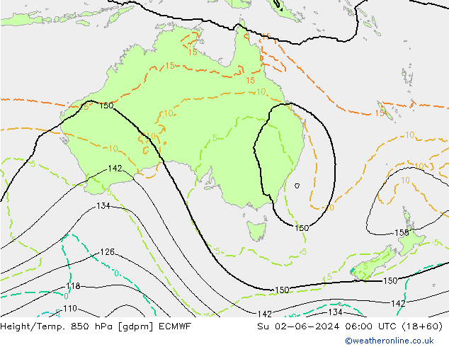 Hoogte/Temp. 850 hPa ECMWF zo 02.06.2024 06 UTC