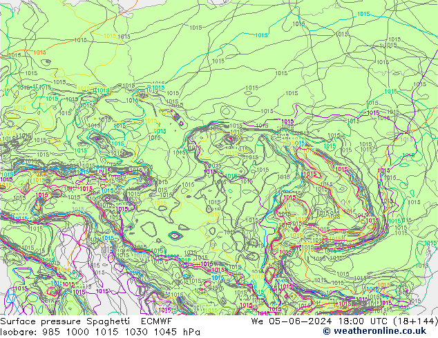 Bodendruck Spaghetti ECMWF Mi 05.06.2024 18 UTC