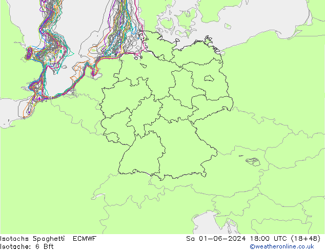 Isotachs Spaghetti ECMWF Sa 01.06.2024 18 UTC