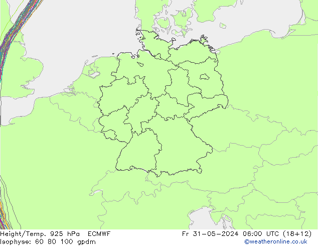 Height/Temp. 925 hPa ECMWF Sex 31.05.2024 06 UTC