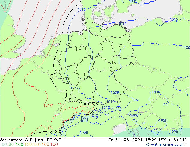 Jet Akımları/SLP ECMWF Cu 31.05.2024 18 UTC
