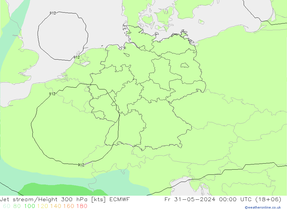 Prąd strumieniowy ECMWF pt. 31.05.2024 00 UTC