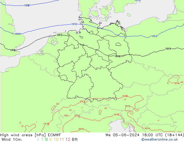High wind areas ECMWF  05.06.2024 18 UTC