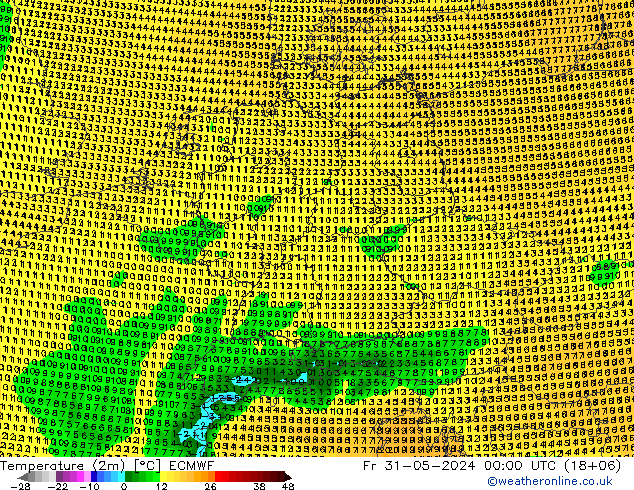 Temperature (2m) ECMWF Fr 31.05.2024 00 UTC