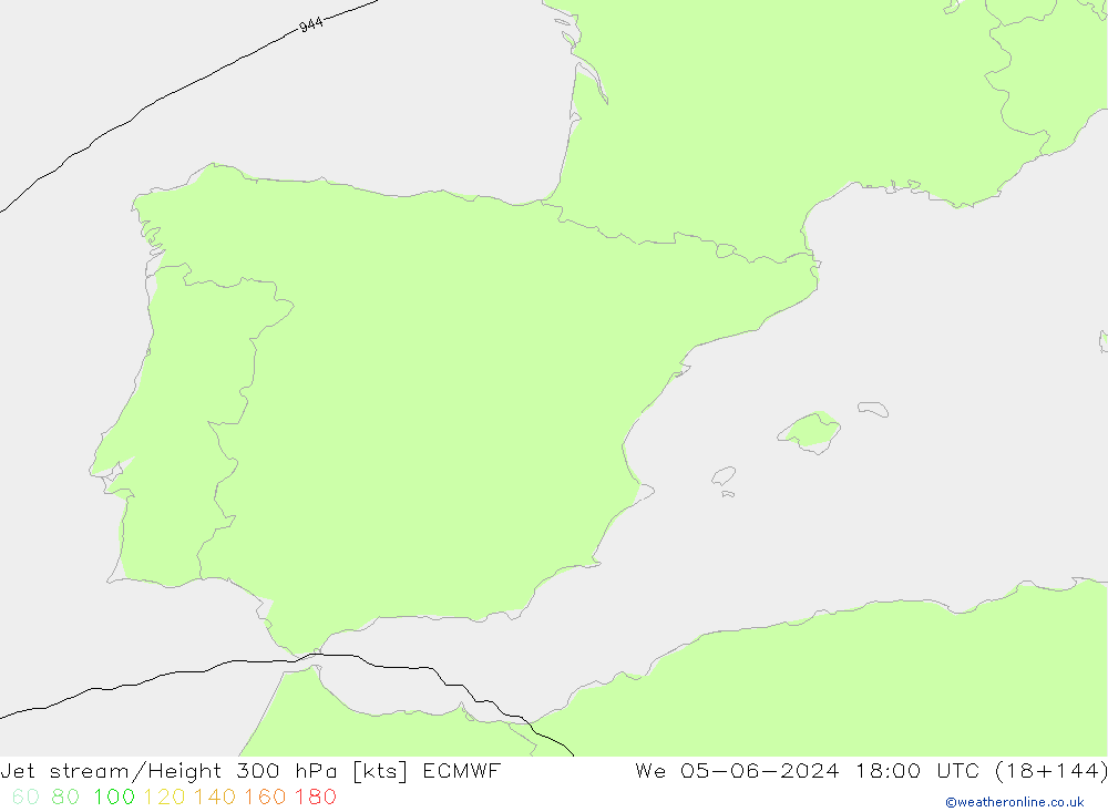 Jet stream ECMWF Qua 05.06.2024 18 UTC