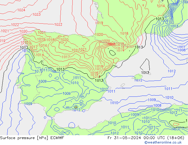 Pressione al suolo ECMWF ven 31.05.2024 00 UTC