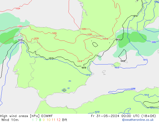 High wind areas ECMWF  31.05.2024 00 UTC