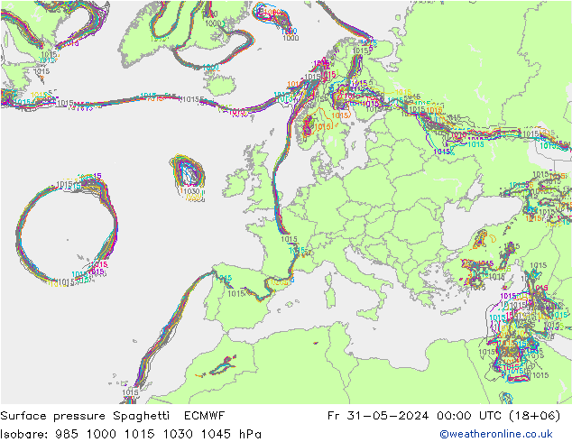 Yer basıncı Spaghetti ECMWF Cu 31.05.2024 00 UTC