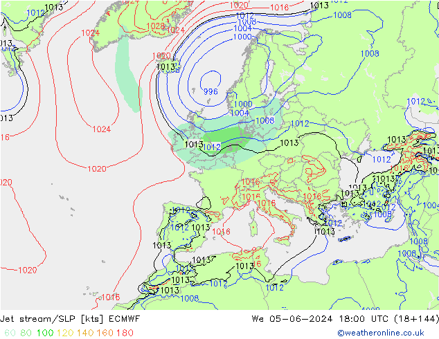 Jet stream/SLP ECMWF We 05.06.2024 18 UTC