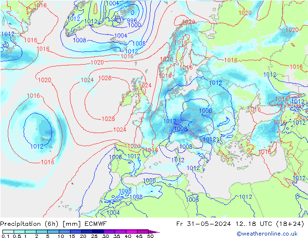 Nied. akkumuliert (6Std) ECMWF Fr 31.05.2024 18 UTC