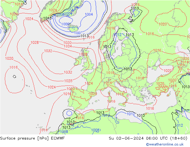 pression de l'air ECMWF dim 02.06.2024 06 UTC