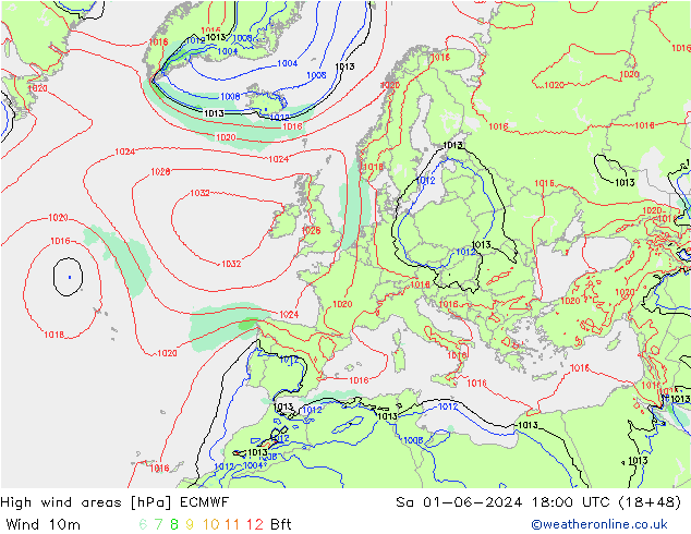 High wind areas ECMWF sab 01.06.2024 18 UTC