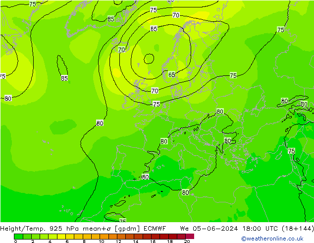 Height/Temp. 925 hPa ECMWF Qua 05.06.2024 18 UTC