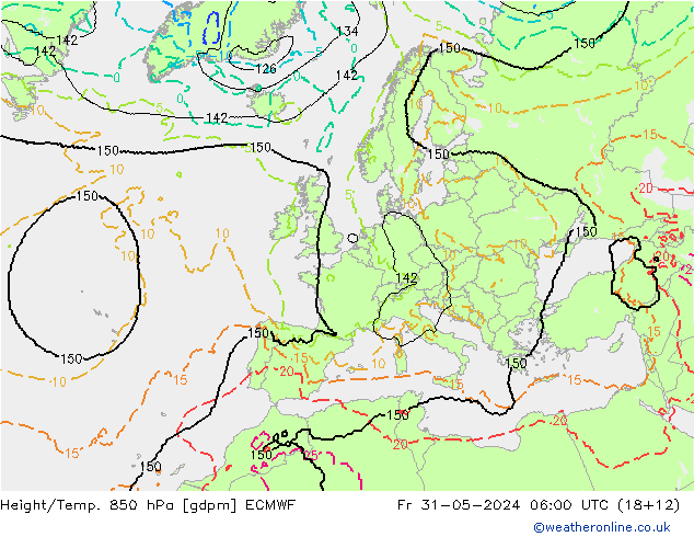 Yükseklik/Sıc. 850 hPa ECMWF Cu 31.05.2024 06 UTC