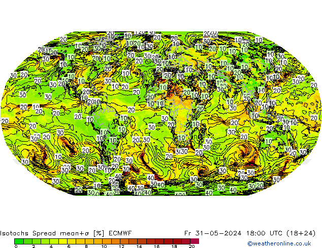 Isotachen Spread ECMWF vr 31.05.2024 18 UTC