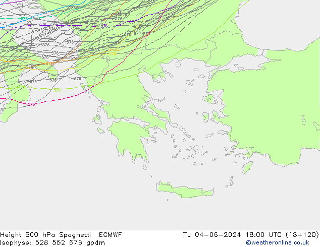 Height 500 hPa Spaghetti ECMWF Tu 04.06.2024 18 UTC