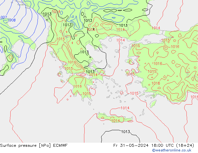 Pressione al suolo ECMWF ven 31.05.2024 18 UTC