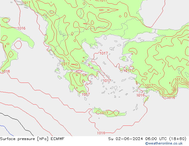 pression de l'air ECMWF dim 02.06.2024 06 UTC