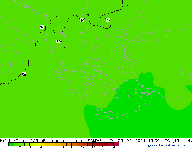 Height/Temp. 925 hPa ECMWF Qua 05.06.2024 18 UTC