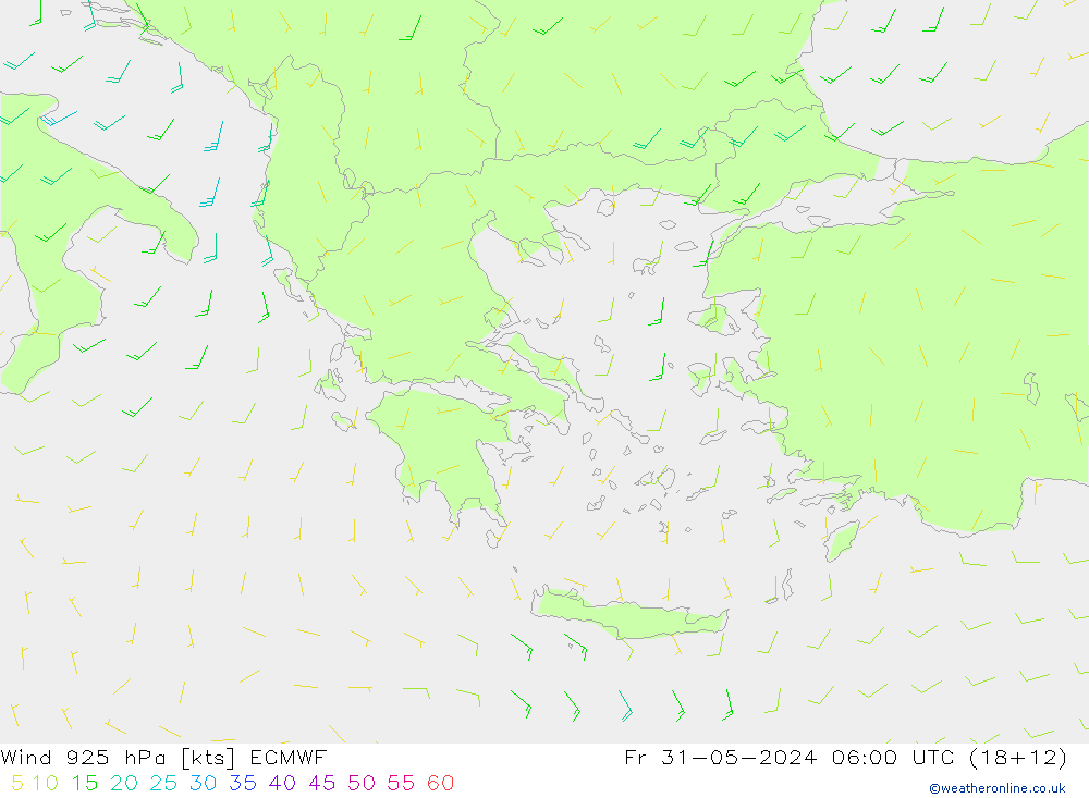 Vento 925 hPa ECMWF ven 31.05.2024 06 UTC