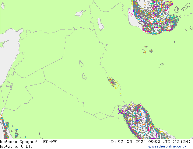 Eşrüzgar Hızları Spaghetti ECMWF Paz 02.06.2024 00 UTC