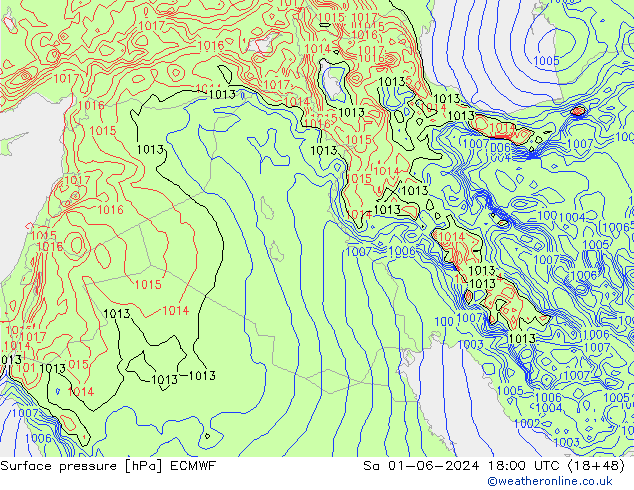 ciśnienie ECMWF so. 01.06.2024 18 UTC