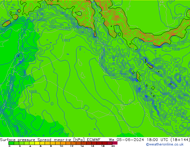 pression de l'air Spread ECMWF mer 05.06.2024 18 UTC