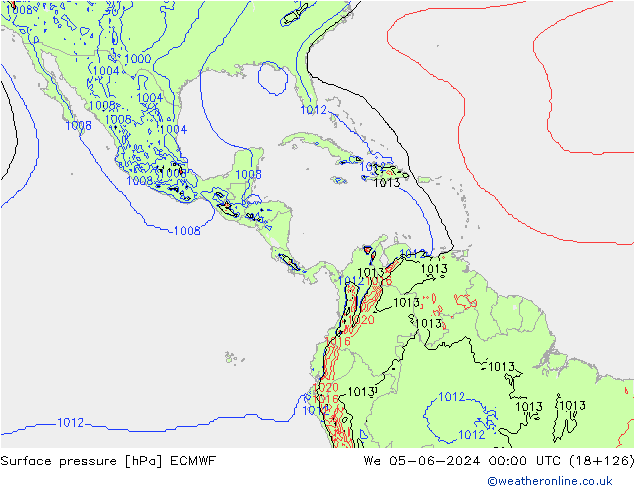 pressão do solo ECMWF Qua 05.06.2024 00 UTC