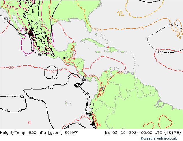 Height/Temp. 850 hPa ECMWF  03.06.2024 00 UTC