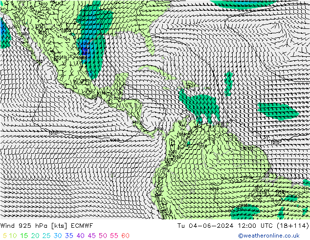 Wind 925 hPa ECMWF Út 04.06.2024 12 UTC